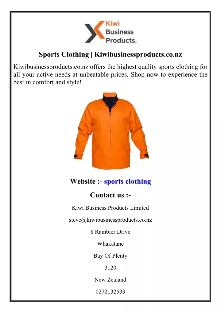 sports clothing kiwibusinessproducts co nz