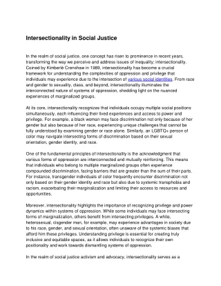 Intersectionality in Social Justice