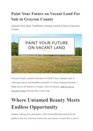 Paint Your Future on Vacant Land For Sale in Grayson County