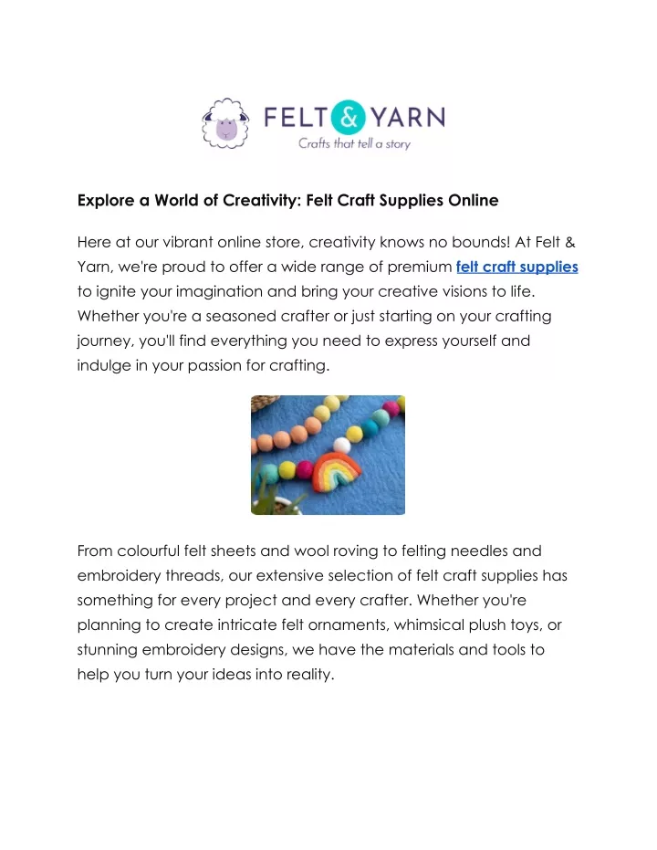 explore a world of creativity felt craft supplies