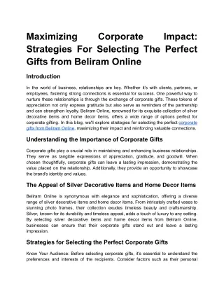 Maximizing Corporate Impact_ Strategies For Selecting The Perfect Gifts from Beliram Online