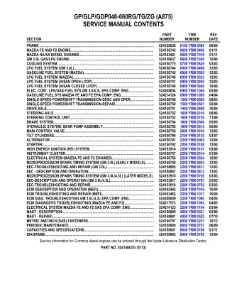 YALE A875 GDP040-060RG-TG-ZG LIFT TRUCK Service Repair Manual