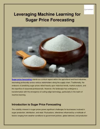 Leveraging Machine Learning for Sugar Price Forecasting