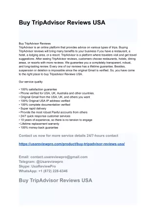 Buy TripAdvisor Reviews USA