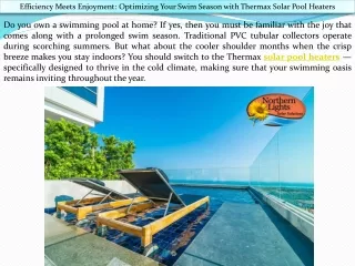 Efficiency meets Enjoyment: Optimizing Your Swim Season with Thermax Solar Pool