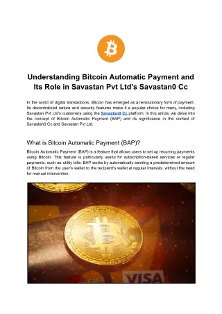 Understanding Bitcoin Automatic Payment and Its Role in Savastan Pvt Ltd's Savastan0 Cc