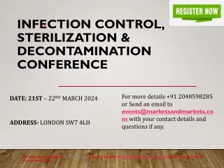 Infection Control, Sterilization & Decontamination Conference|London