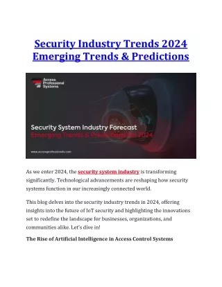 Security Industry Trends 2024 Emerging Trends & Predictions
