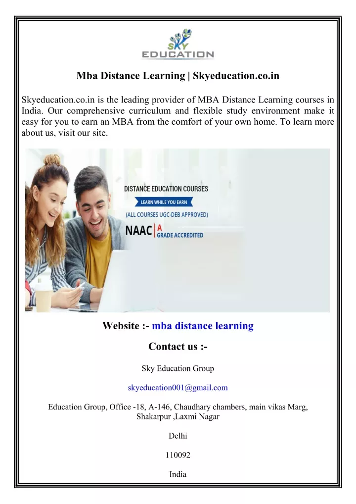mba distance learning skyeducation co in