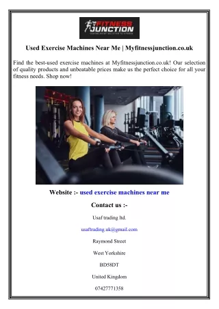Used Exercise Machines Near Me  Myfitnessjunction.co.uk
