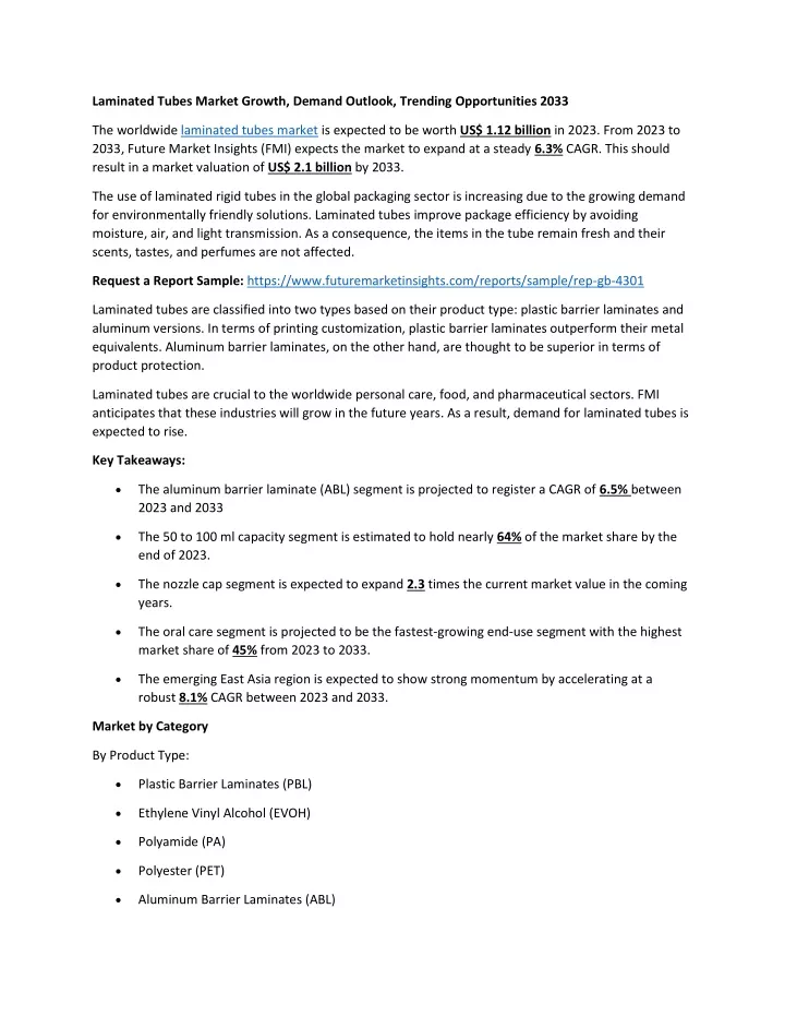laminated tubes market growth demand outlook