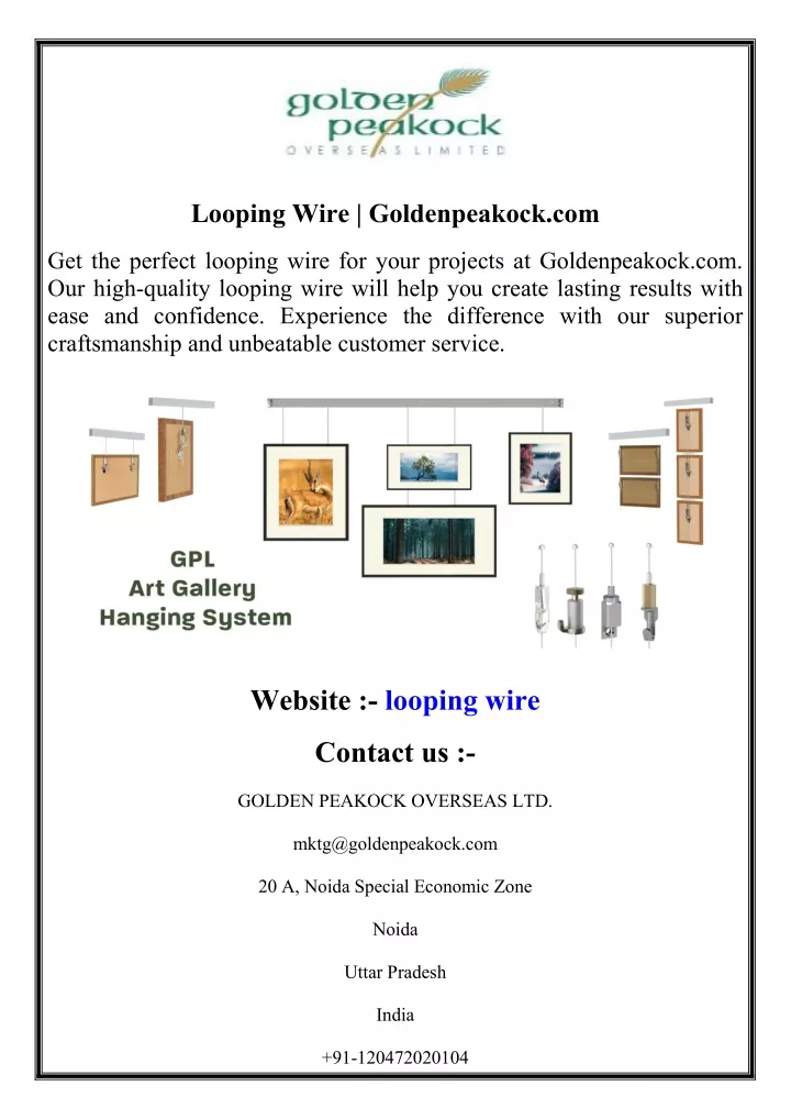 looping wire goldenpeakock com
