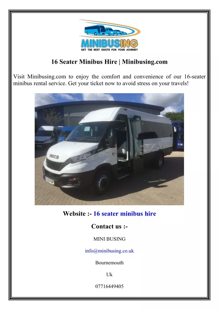 16 seater minibus hire minibusing com