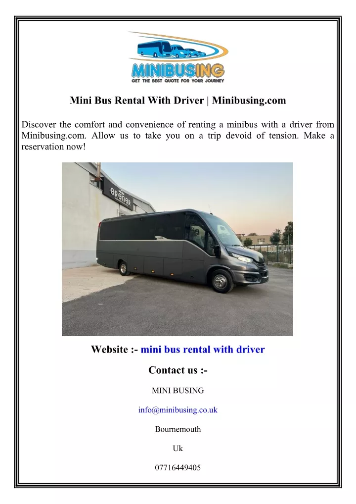 mini bus rental with driver minibusing com