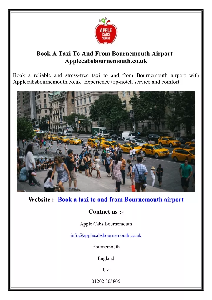 book a taxi to and from bournemouth airport