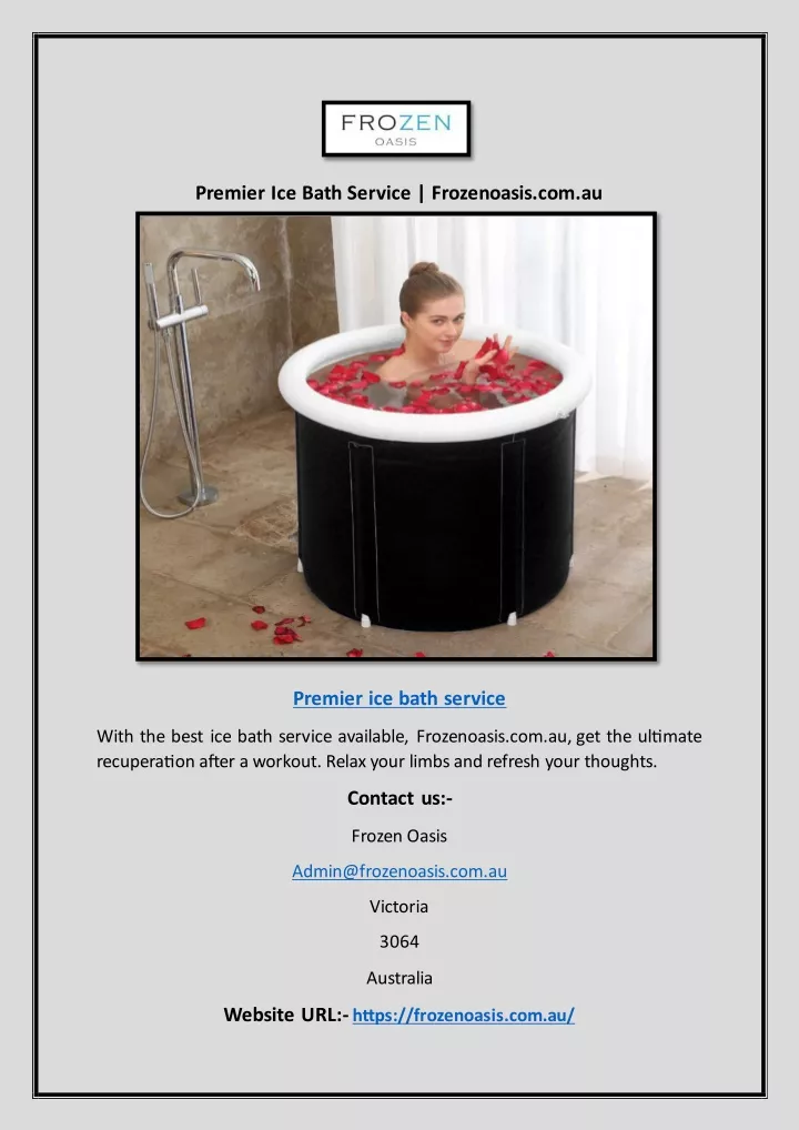 premier ice bath service frozenoasis com au