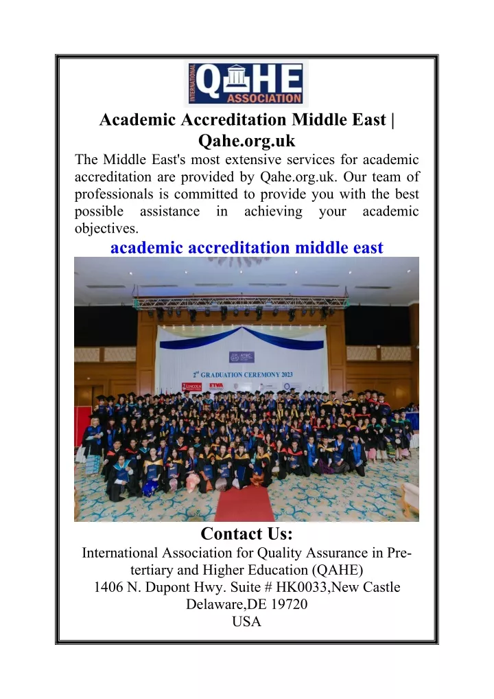 academic accreditation middle east qahe