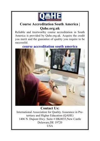 Course Accreditation South America  Qahe.org.uk