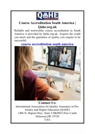 course accreditation south america qahe