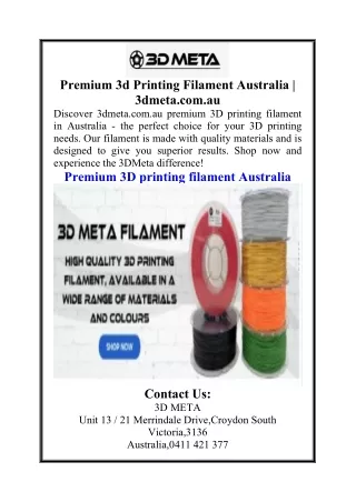 Premium 3d Printing Filament Australia  3dmeta.com.au