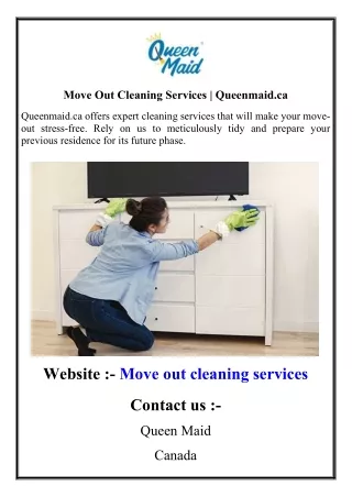 Move Out Cleaning Services  Queenmaid.ca