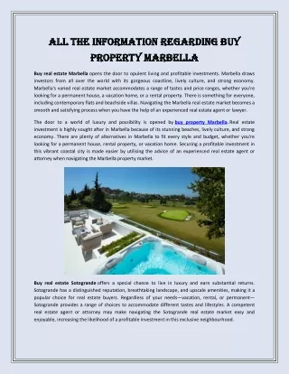 All the information regarding buy property marbella