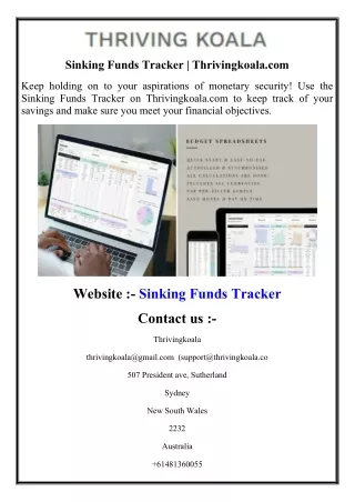 Sinking Funds Tracker  Thrivingkoala.com