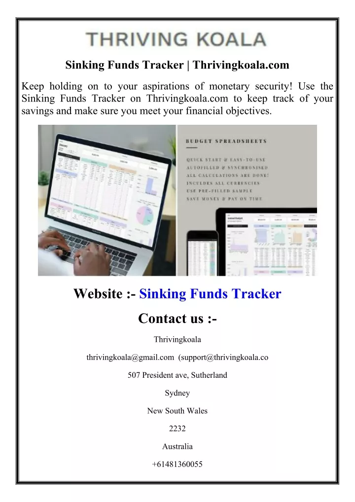 sinking funds tracker thrivingkoala com