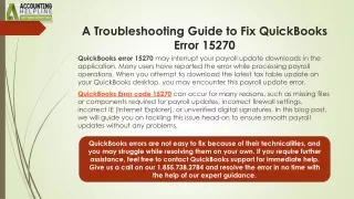 a troubleshooting guide to fix quickbooks error 15270