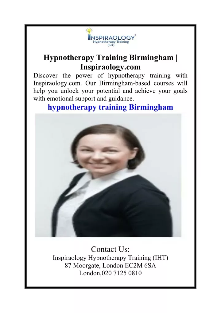 hypnotherapy training birmingham inspiraology