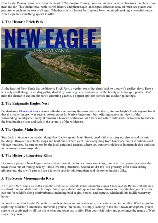 new eagle pennsylvania nestled in the heart