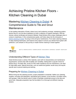 Achieving Pristine Kitchen Floors - Kitchen Cleaning in Dubai