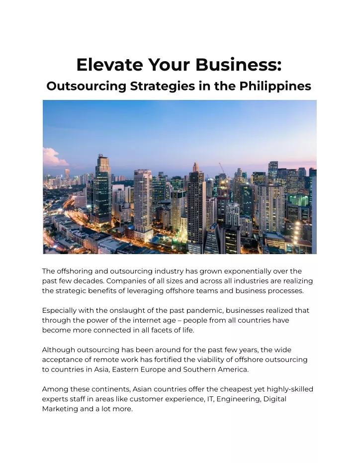 elevate your business outsourcing strategies