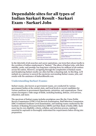All types of Indian Sarkari Result - Sarkari Exam - Sarkari Jobs Dependable Site