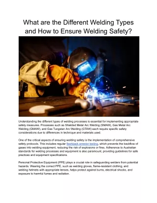 What are the Different Welding Types and How to Ensure Welding Safety