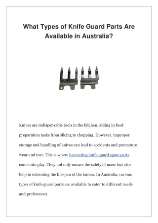 What Types of Knife Guard Parts Are Available in Australia?