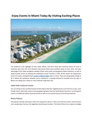 Explore Miami Hottest and Exciting Events Today