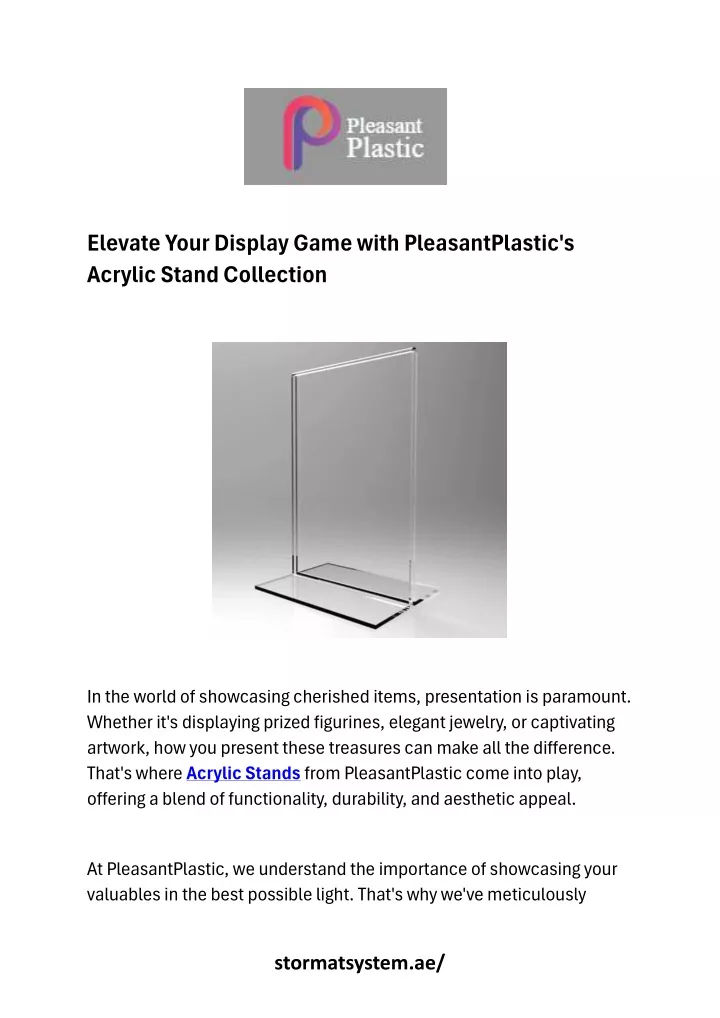elevate your display game with pleasantplastic