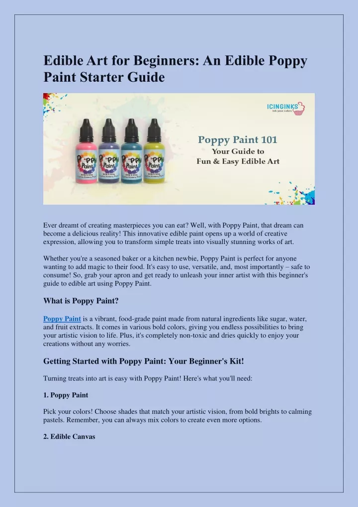 edible art for beginners an edible poppy paint