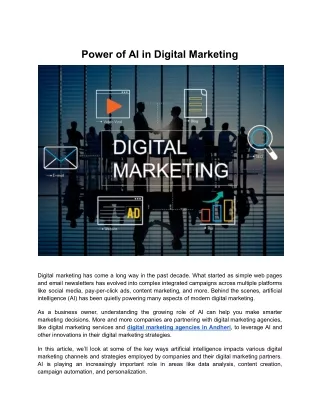 Power of AI in Digital Marketing