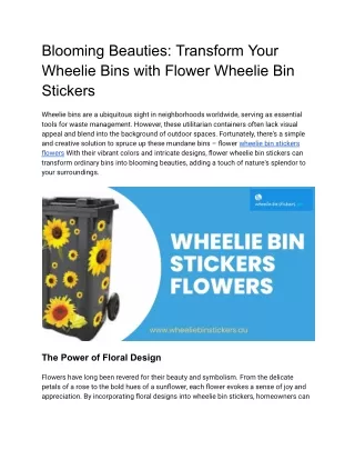 wheelie bin stickers flowers