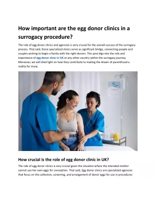 How important are the egg donor clinics in a surrogacy procedure_.docx