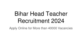 Bihar Head Teacher Recruitment 2024