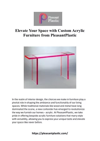 Enhance Your Space with Custom Acrylic Furniture
