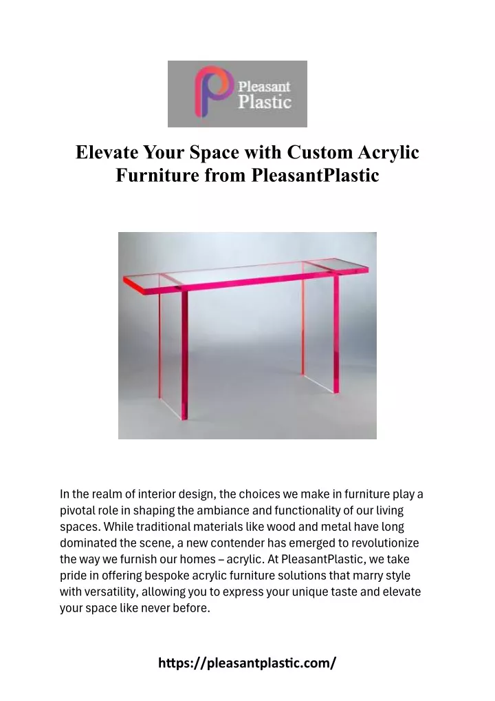 elevate your space with custom acrylic furniture