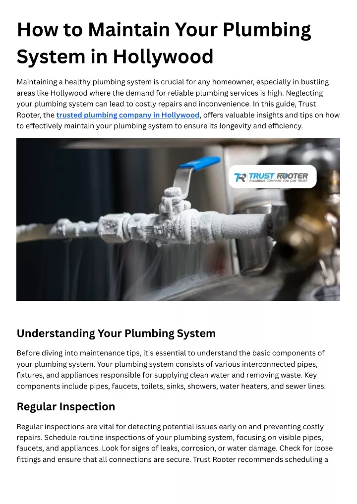 how to maintain your plumbing system in hollywood