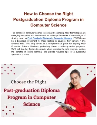 The Whole Guide to Obtaining a  Postgraduate  Diploma in Computer Science