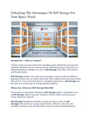Unlocking The Advantages Of Self Storage For Your Space Needs
