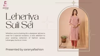 Saranya Fashion's Leheriya Suit Sets display radiant Rajasthani charm