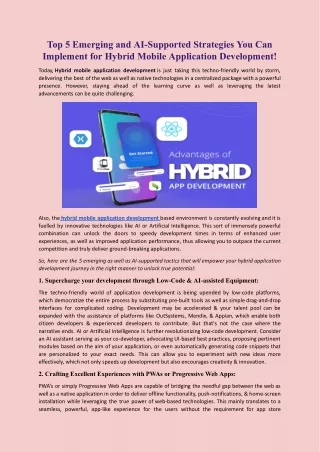 Top 5 Emerging and AI-Supported Strategies You Can Implement for Hybrid Mobile Application Development!